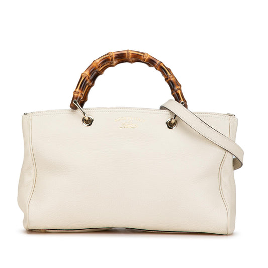 Gucci Medium Calfskin Bamboo Shopper Satchel (SHG-W4g9o3)