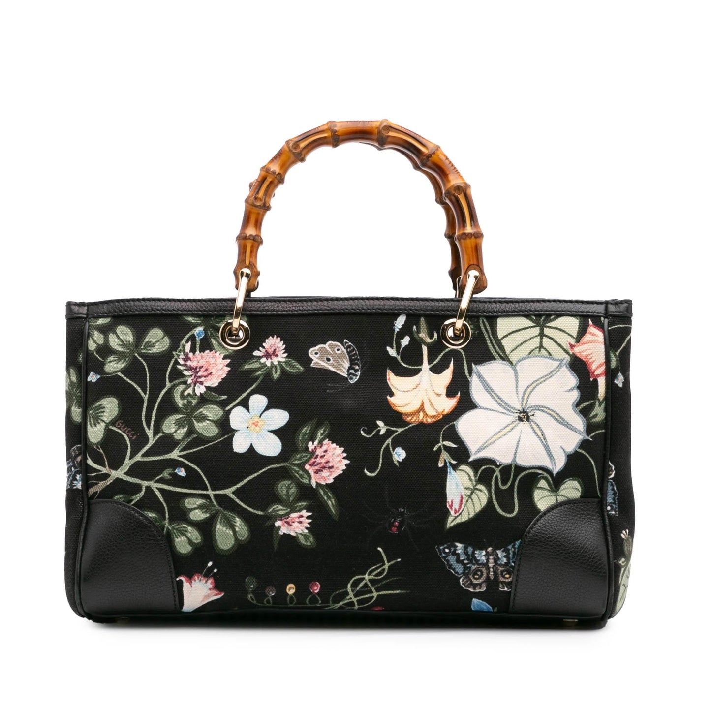 Gucci Medium Canvas Bamboo Shopper Flora Knight Satchel