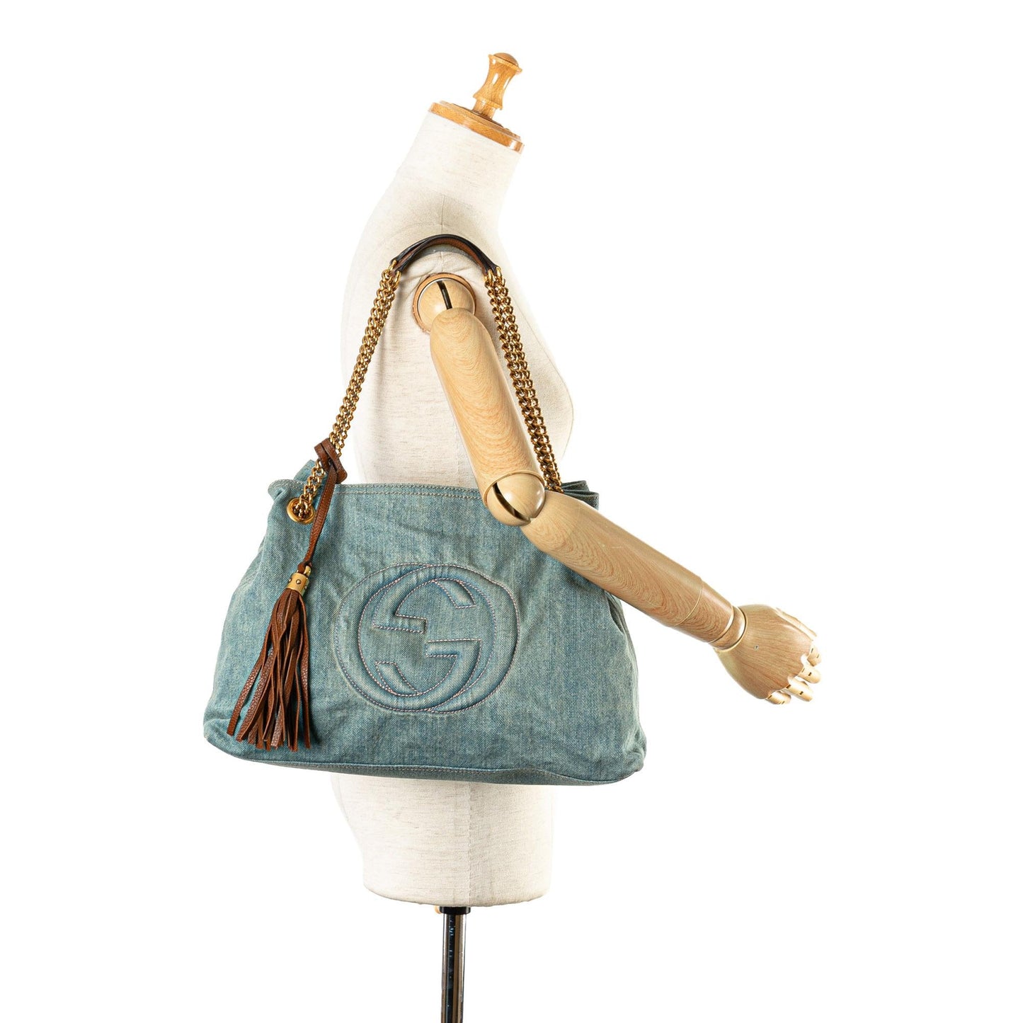 Gucci Medium Denim Soho Chain Tote (SHG-HWzqzR)