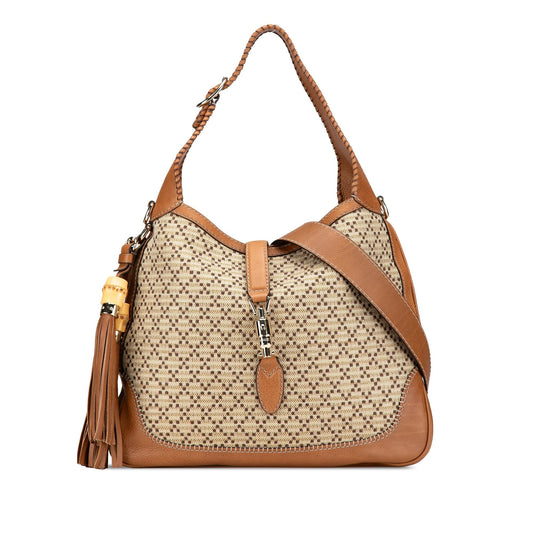 Gucci Medium Diamante Canvas New Jackie Satchel (SHG-dVxme5)