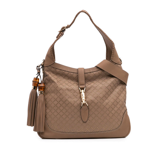 Gucci Medium Diamante Perforated Calfskin New Jackie Satchel
