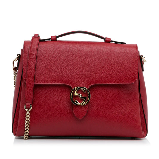 Gucci Medium Dollar Calf Interlocking G Satchel (SHG-AMhH0L)