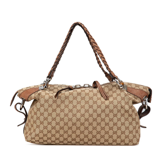 Gucci Medium GG Canvas Bamboo Bar Tote