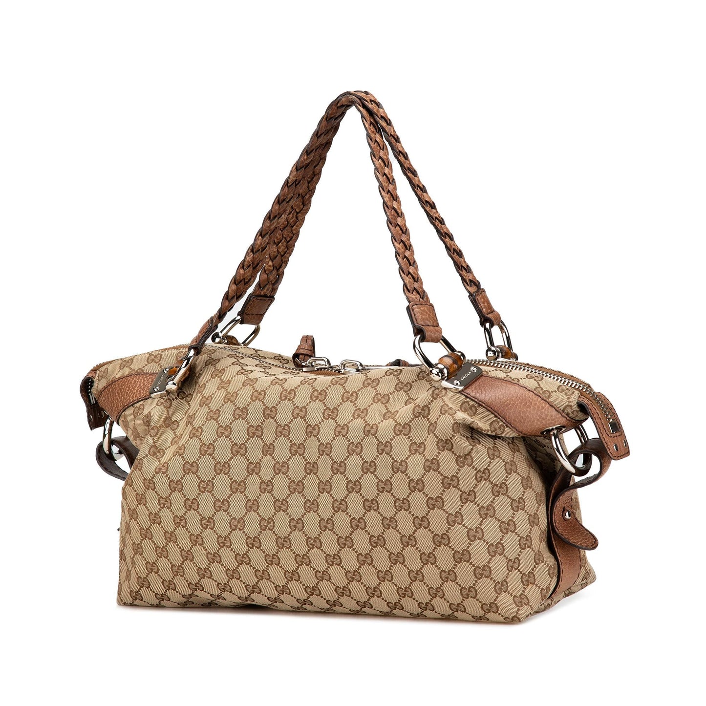 Gucci Medium GG Canvas Bamboo Bar Tote