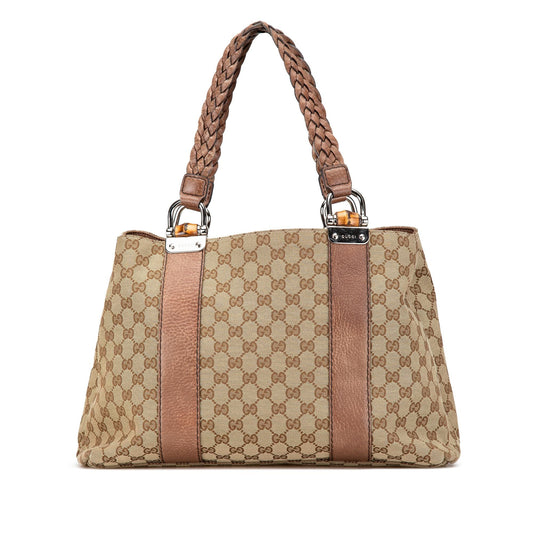 Gucci Medium GG Canvas Bamboo Libeccio Tote