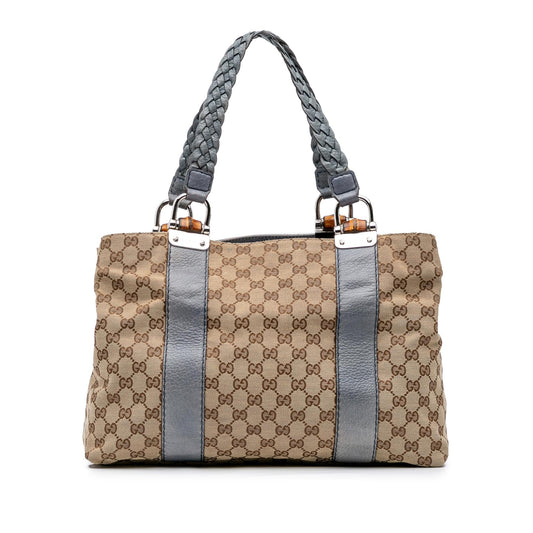 Gucci Medium GG Canvas Bamboo Libeccio Tote