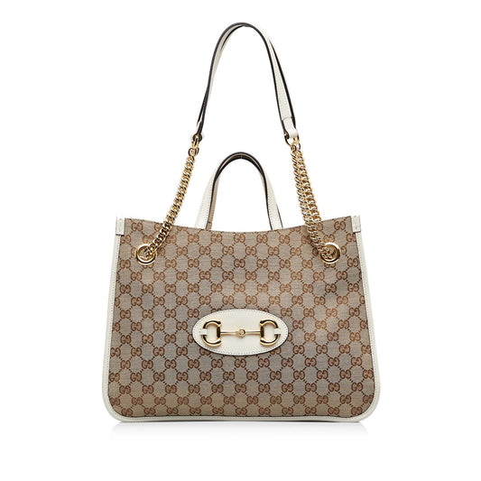 Gucci Medium GG Canvas Horsebit 1955 Tote (SHG-vcUCLM)