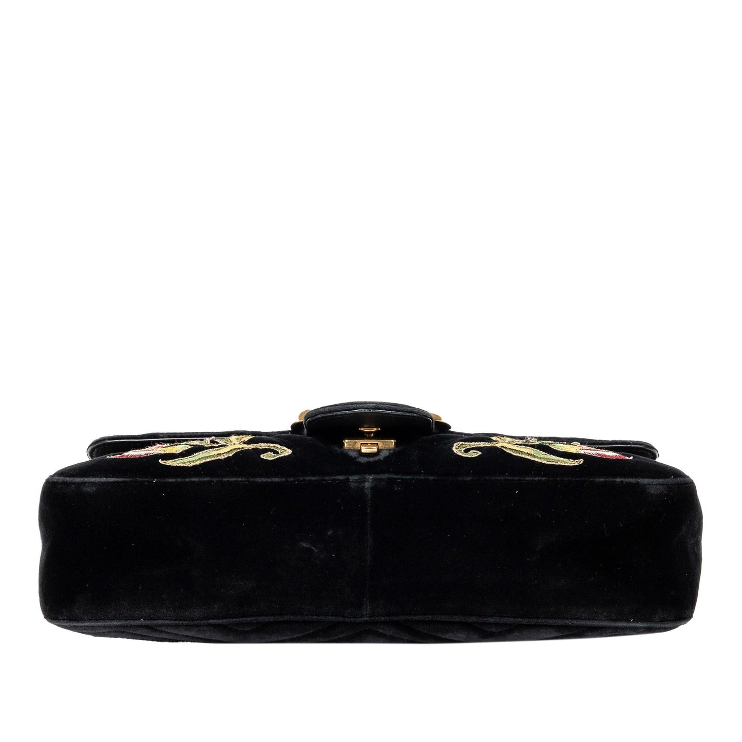 Gucci Medium GG Marmont Embroidered Matelasse Velvet Crossbody (SHG-0BOHzd)