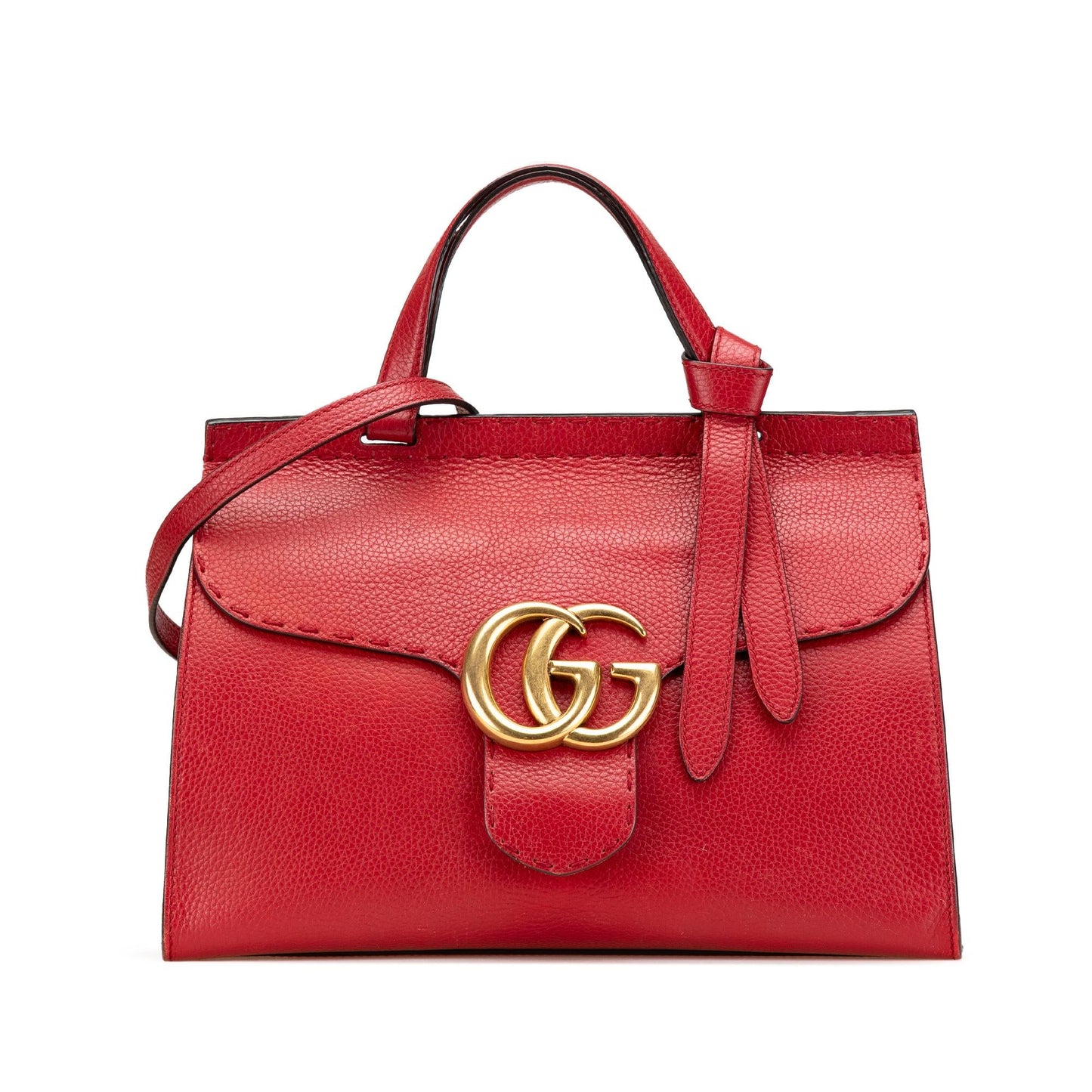 Gucci Medium GG Marmont Grained Leather Top Handle Satchel