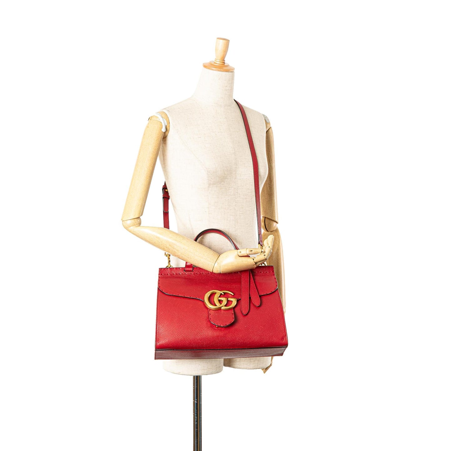Gucci Medium GG Marmont Grained Leather Top Handle Satchel