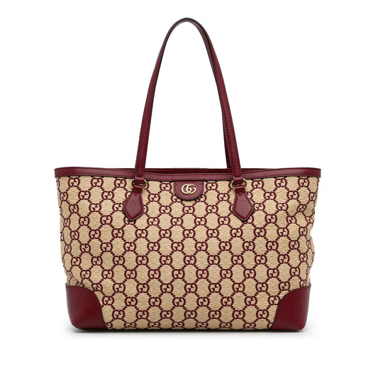 Gucci Medium GG Straw Ophidia Shopping Tote (SHG-sqj0kR)