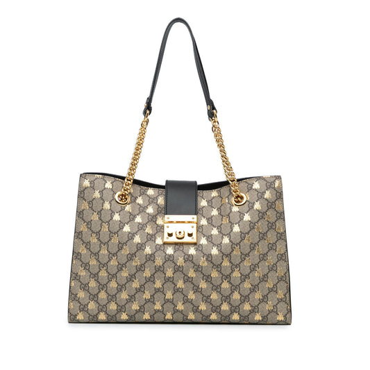 Gucci Medium GG Supreme Bees Padlock Tote (SHG-Gj3oC3)