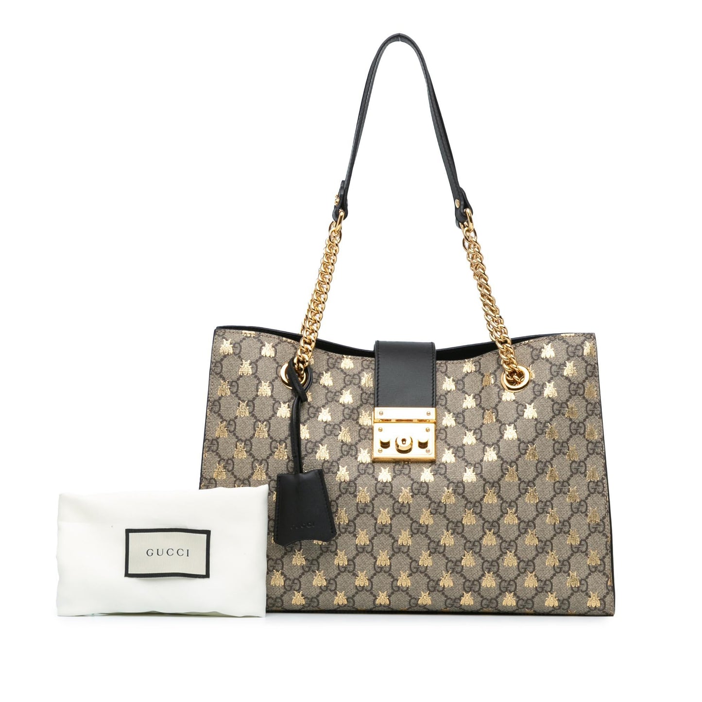 Gucci Medium GG Supreme Bees Padlock Tote (SHG-Gj3oC3)