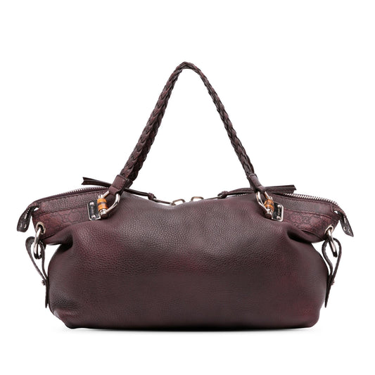 Gucci Medium Leather Bamboo Bar Tote