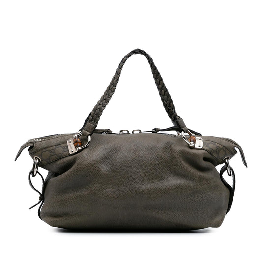 Gucci Medium Leather Bamboo Bar Tote