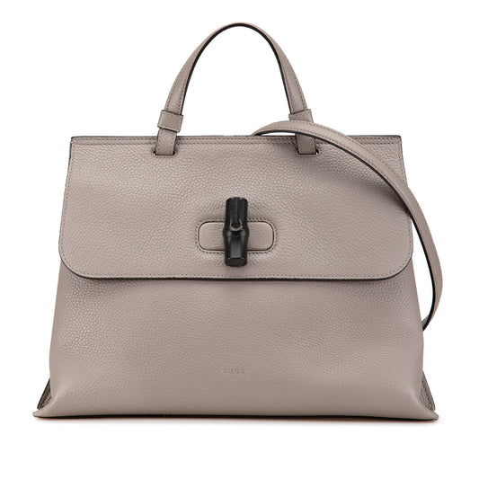 Gucci Medium Leather Bamboo Daily Satchel