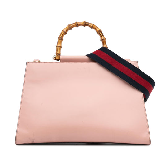 Gucci Medium Leather Bamboo Nymphaea Satchel