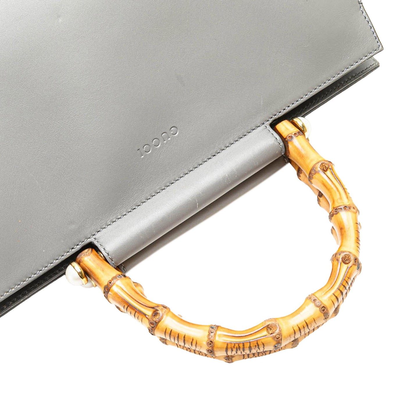 Gucci Medium Leather Bamboo Nymphaea Satchel
