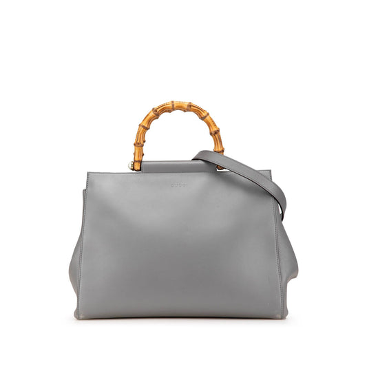 Gucci Medium Leather Bamboo Nymphaea Satchel