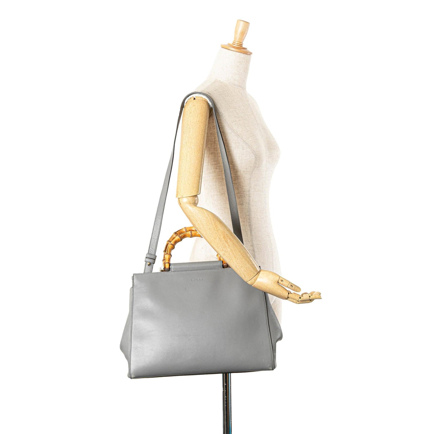 Gucci Medium Leather Bamboo Nymphaea Satchel