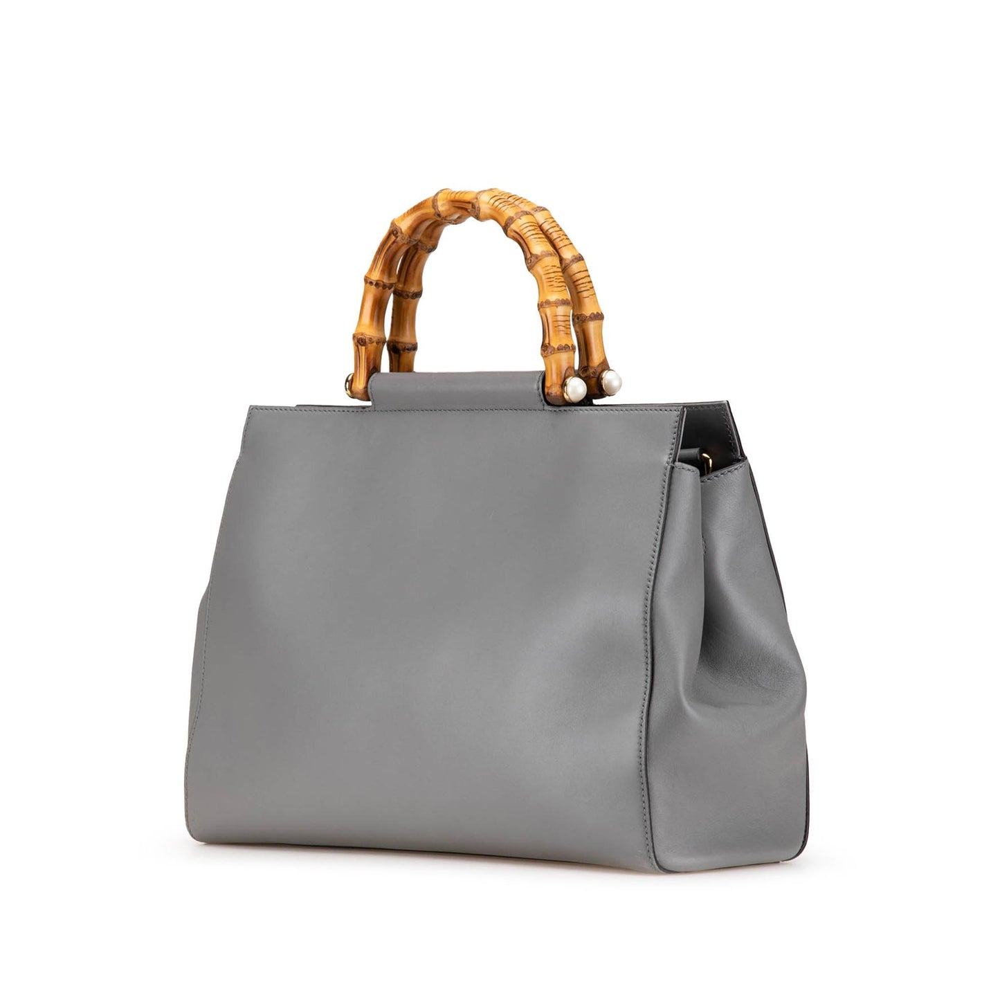 Gucci Medium Leather Bamboo Nymphaea Satchel