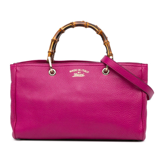 Gucci Medium Leather Bamboo Shopper Satchel (SHG-iVpsJb)
