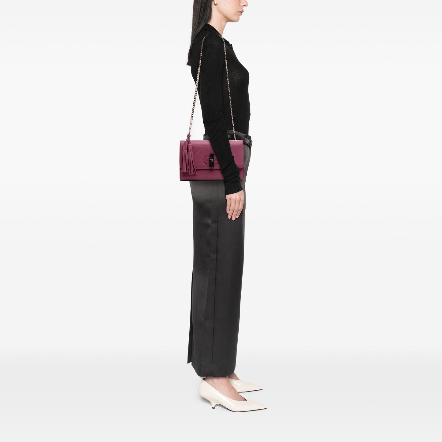 Gucci Medium Leather Miss Bamboo Crossbody