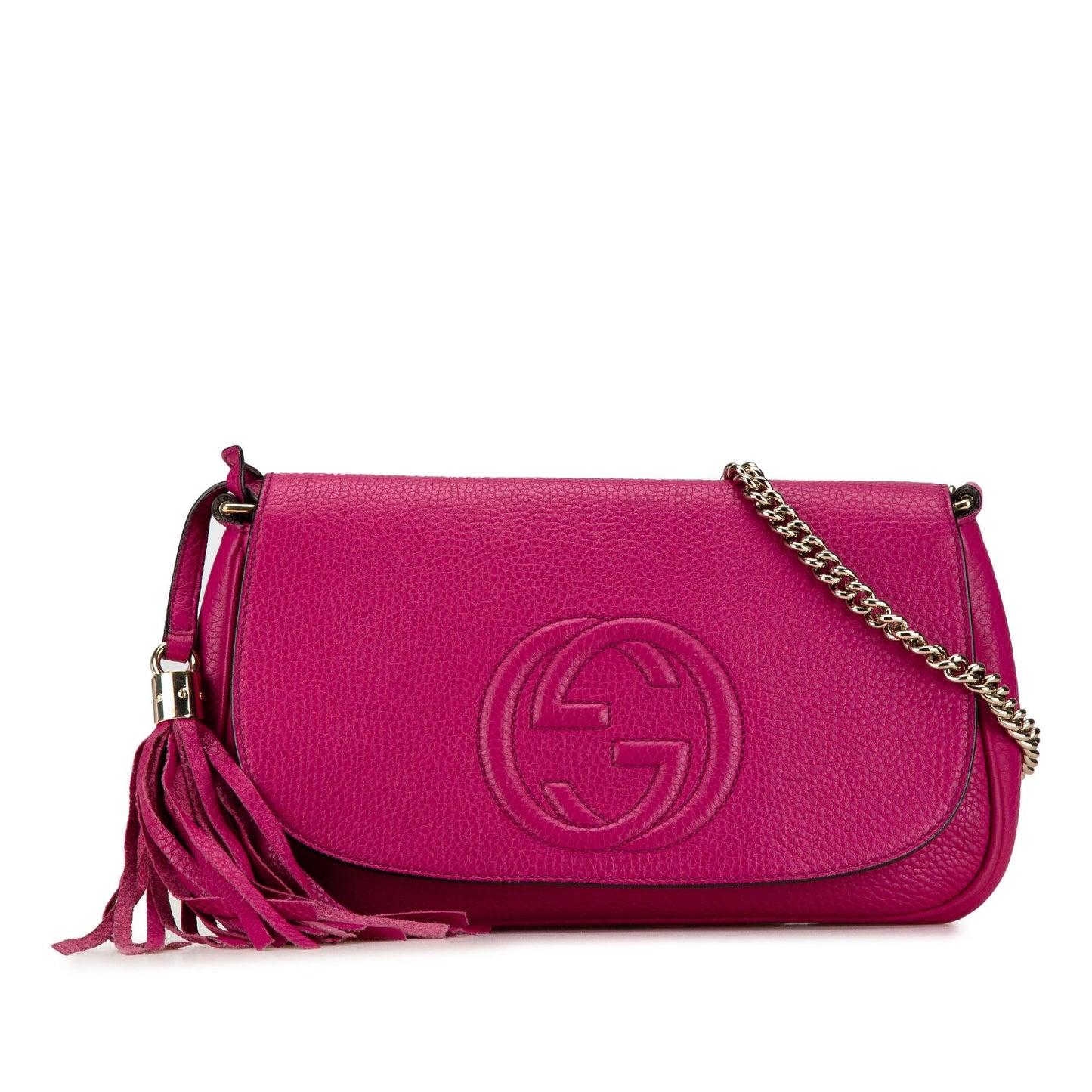 Gucci Medium Leather Soho Chain Flap Crossbody (SHG-eeJesX)