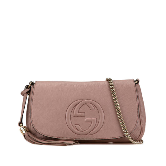 Gucci Medium Leather Soho Chain Flap Crossbody (SHG-GtzMZm)