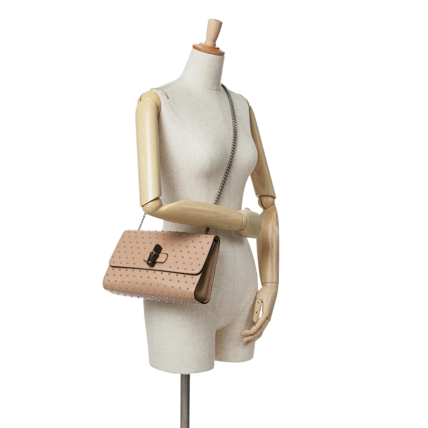 Gucci Medium Leather Studded Miss Bamboo Crossbody