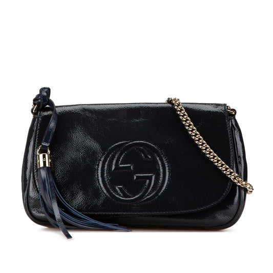 Gucci Medium Patent Soho Chain Flap Crossbody (SHG-HA9Vt3)