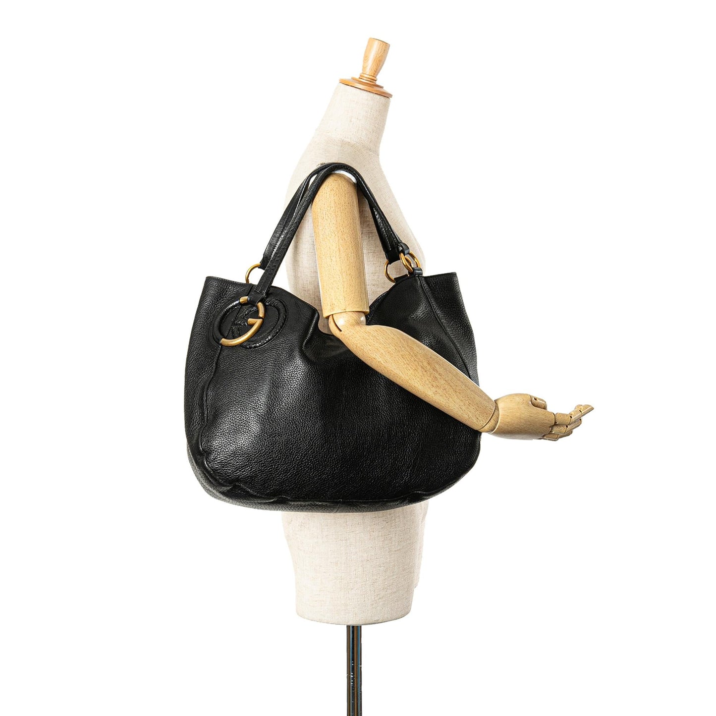 Gucci Medium Pebbled Calfskin Twill Tote