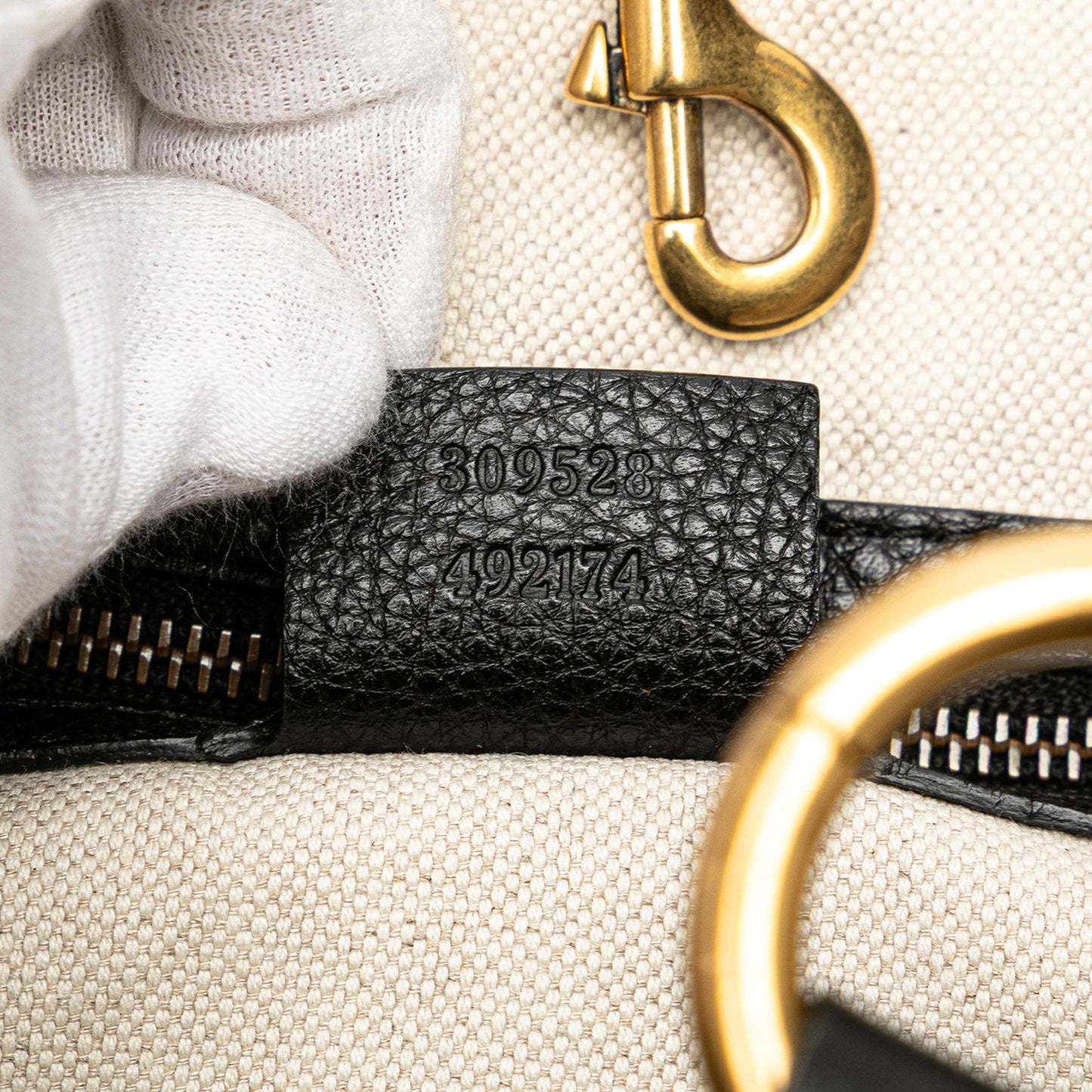Gucci Medium Pebbled Calfskin Twill Tote