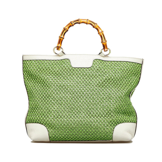 Gucci Medium Raffia Bamboo Shopper Tote (SHG-Po0R3i)