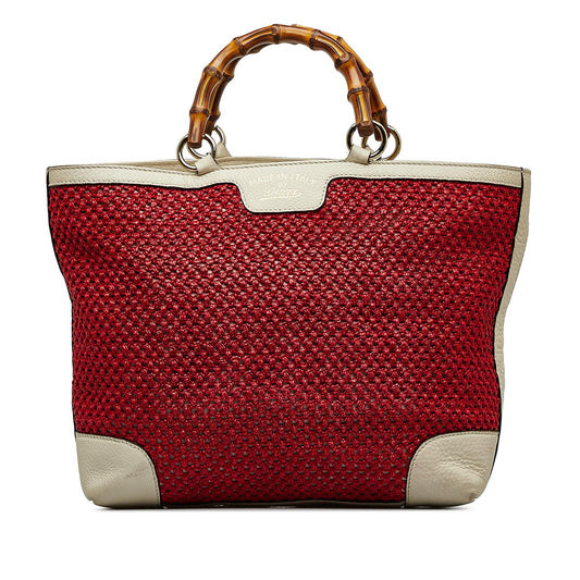 Gucci Medium Raffia Bamboo Shopper Tote (SHG-huzjM4)