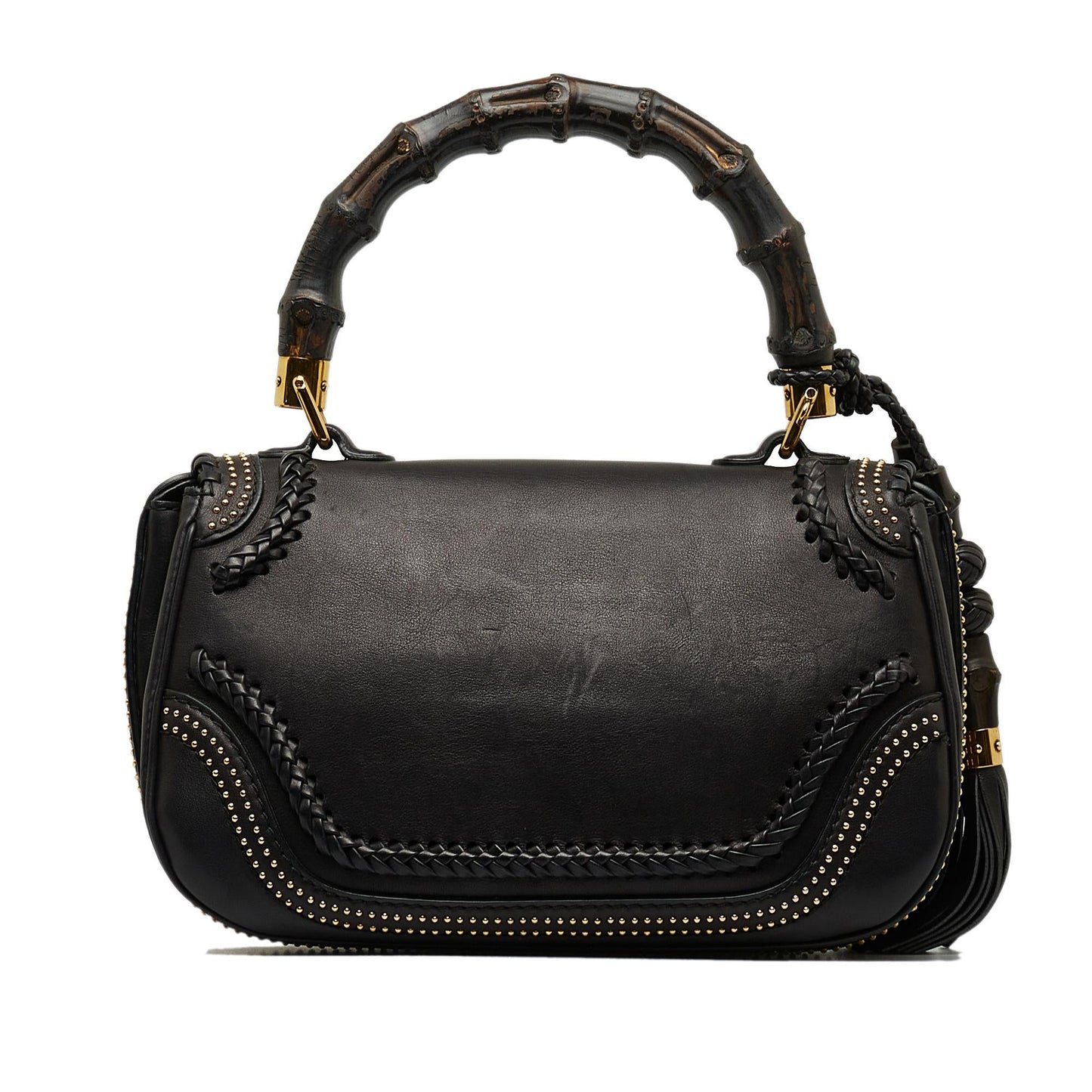 Gucci Medium Studded New Bamboo Tassel Satchel (SHG-LOkrtI)