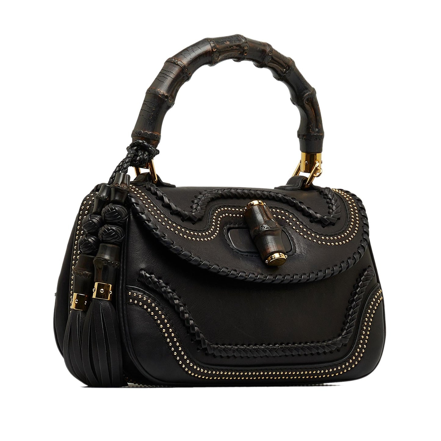 Gucci Medium Studded New Bamboo Tassel Satchel (SHG-LOkrtI)