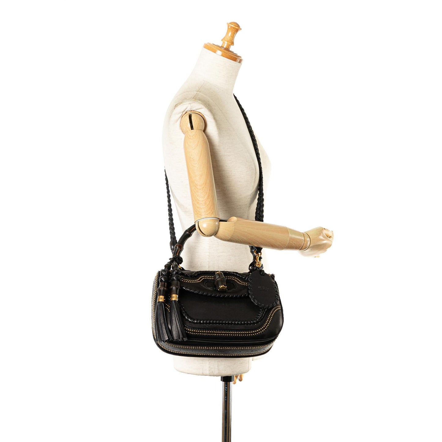 Gucci Medium Studded New Bamboo Tassel Satchel (SHG-QZ6Rq6)