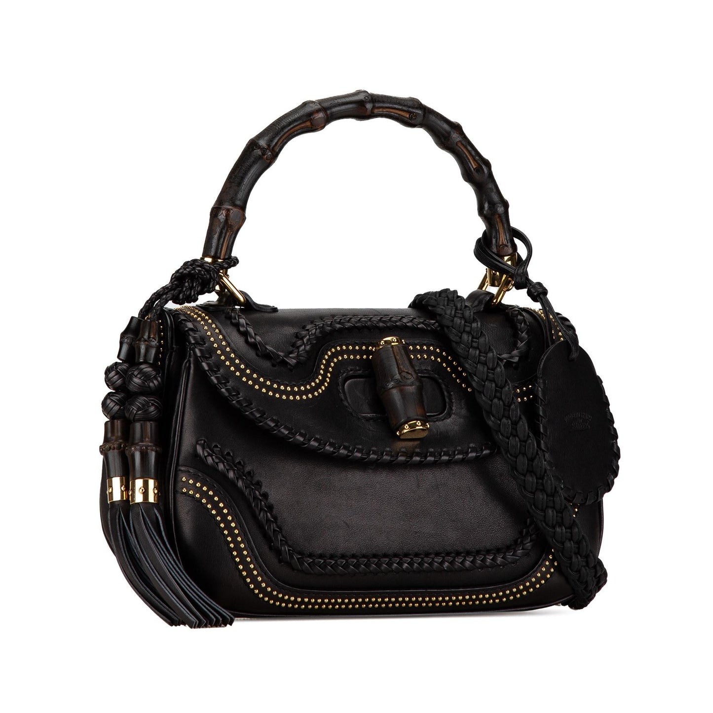 Gucci Medium Studded New Bamboo Tassel Satchel (SHG-QZ6Rq6)