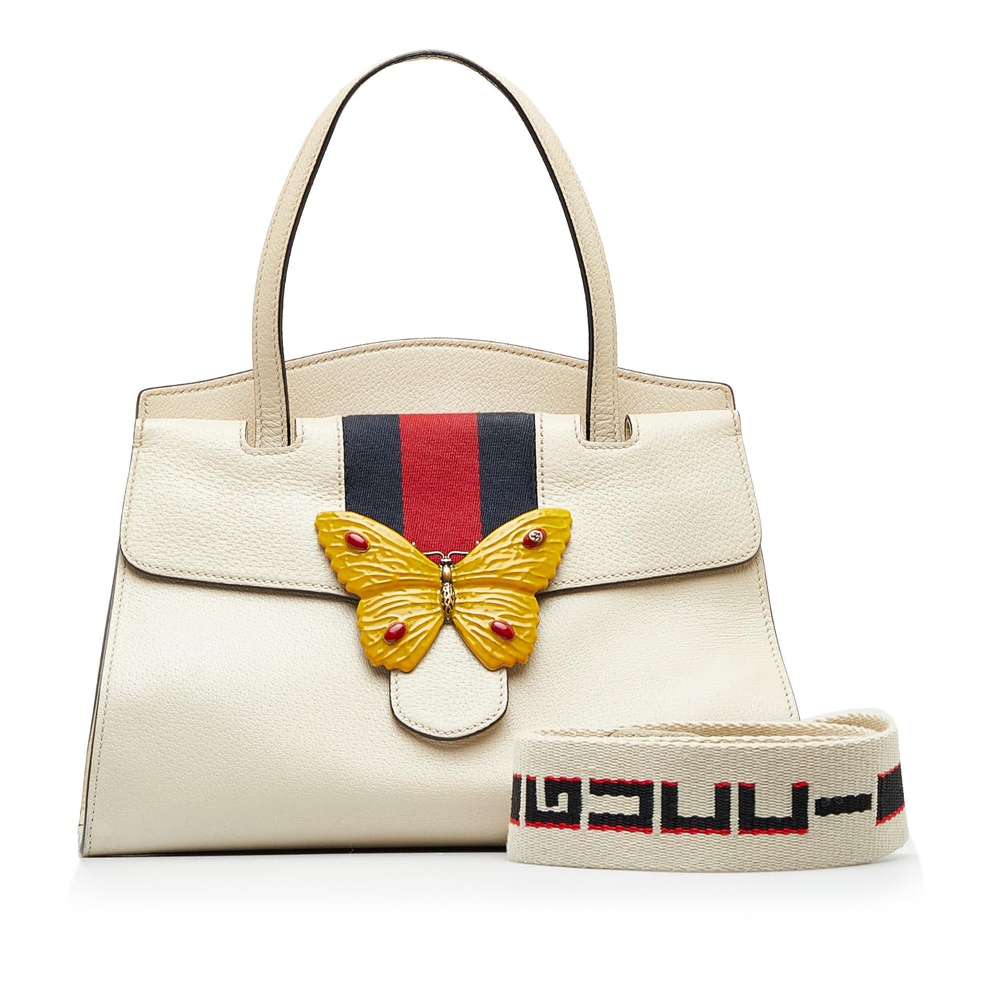 Gucci Medium Web Linea Butterfly Totem Satchel (SHG-BYS4EZ)
