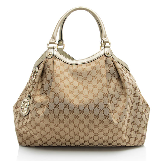 Gucci Metallic GG Canvas Sukey Large Tote