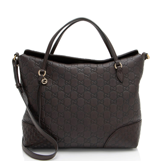 Gucci Metallic Guccissima Leather Bree Fold Over Tote (SHF-bHARYI)