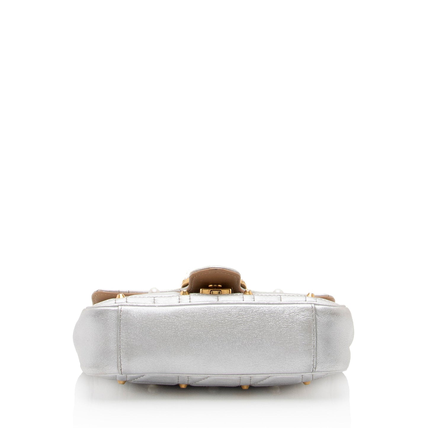 Gucci Metallic Matelasse Leather Pearl GG Marmont Mini Flap Bag - FINAL SALE (SHF-ZNLBGf)