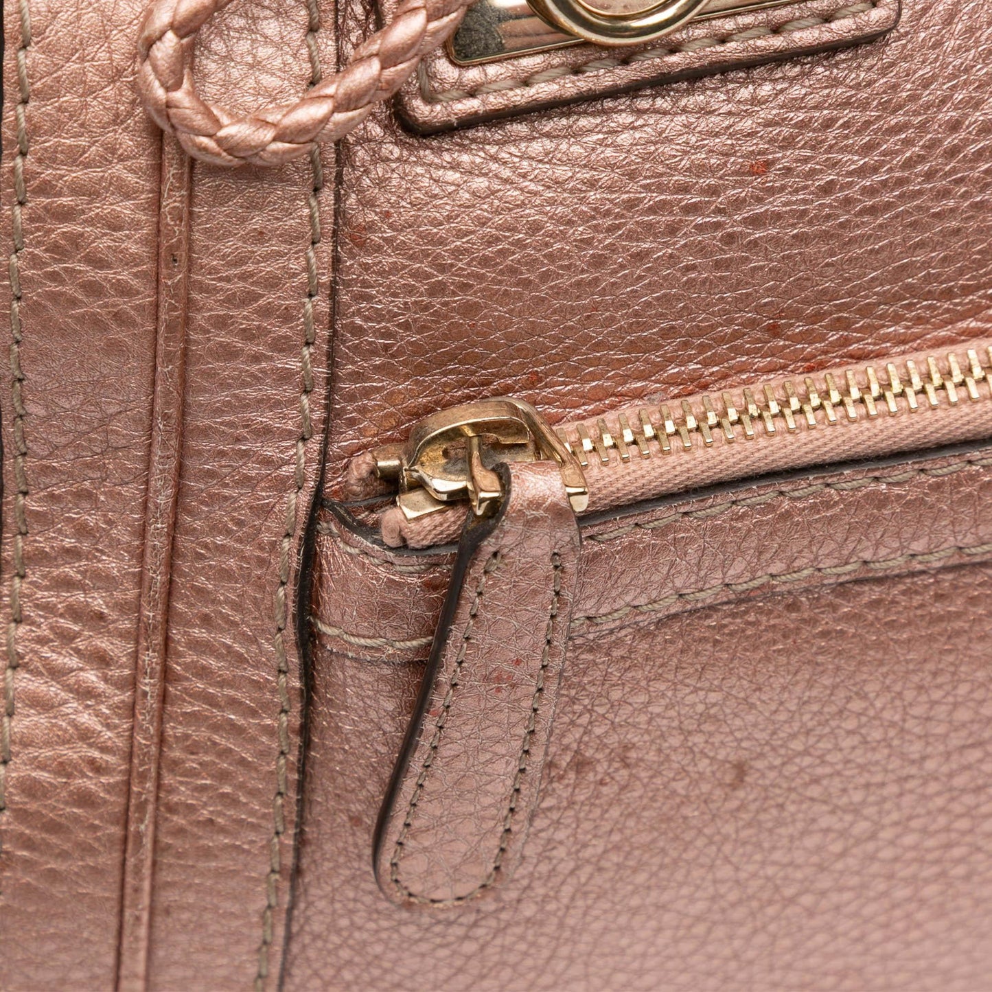 Gucci Metallic Pebbled Calfskin Bella Satchel