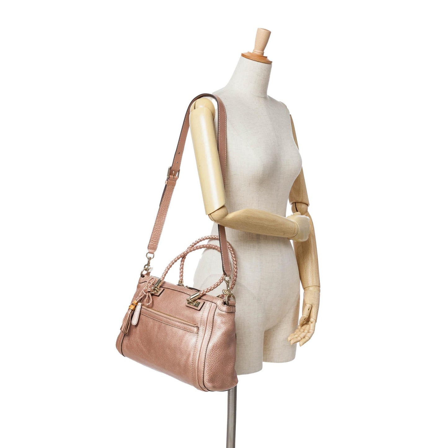 Gucci Metallic Pebbled Calfskin Bella Satchel