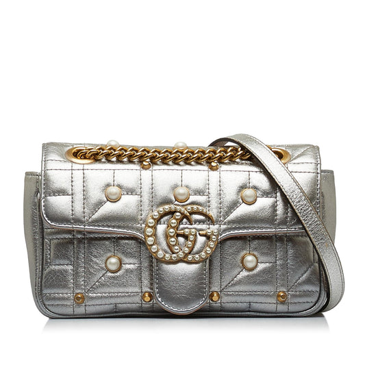 Gucci Mini GG Marmont Matelasse Pearl Crossbody Bag (SHG-NtkRNe)