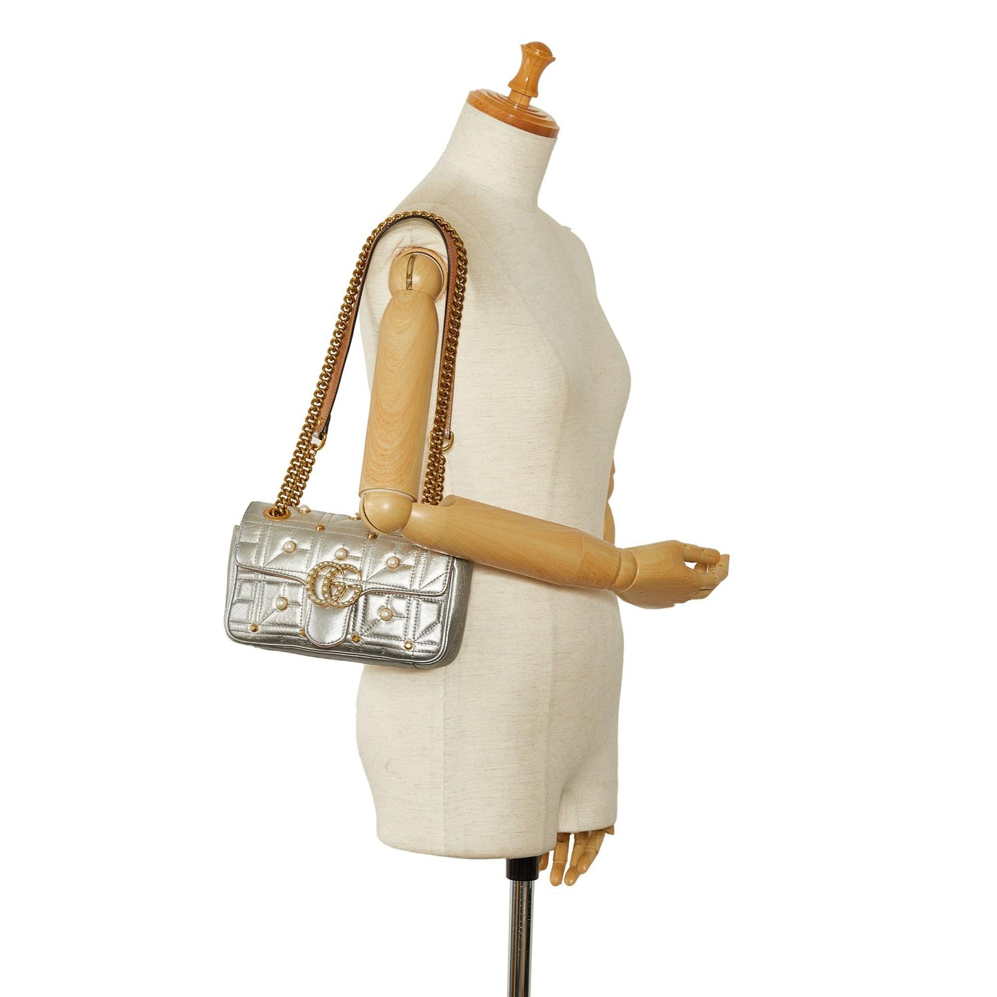 Gucci Mini GG Marmont Matelasse Pearl Crossbody Bag (SHG-NtkRNe)