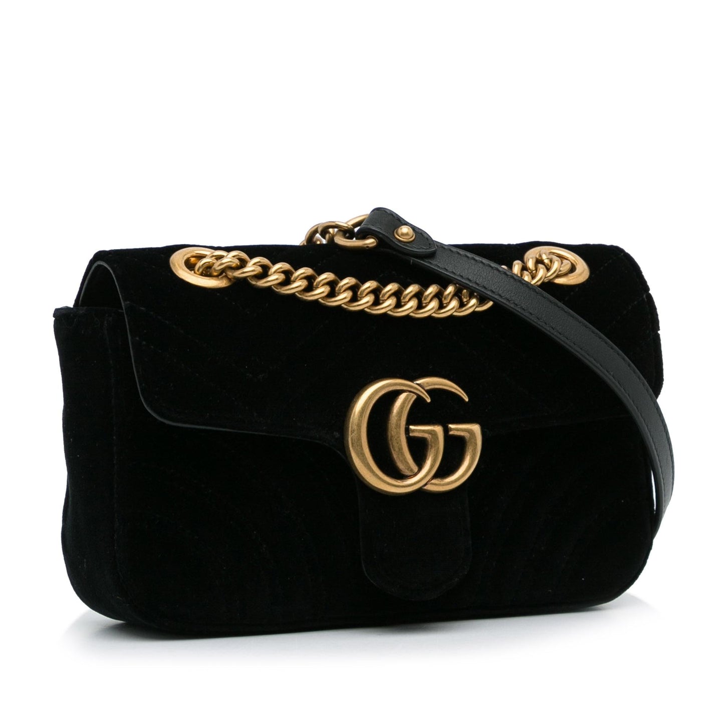 Gucci Mini GG Marmont Matelasse Velvet Crossbody (SHG-uTjykr)
