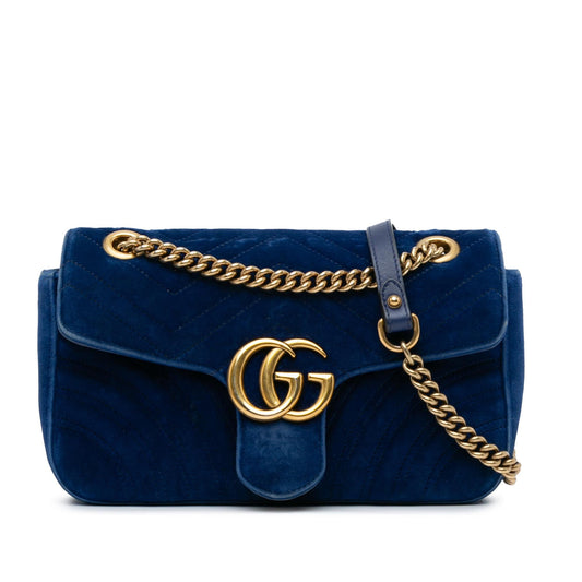 Gucci Mini GG Marmont Matelasse Velvet Crossbody (SHG-J4w2zv)