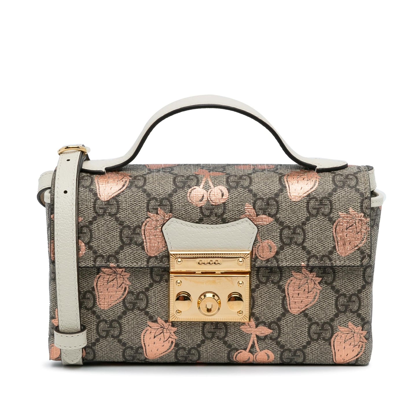 Gucci Mini GG Supreme Berry Padlock Satchel (SHG-0xk6RT)
